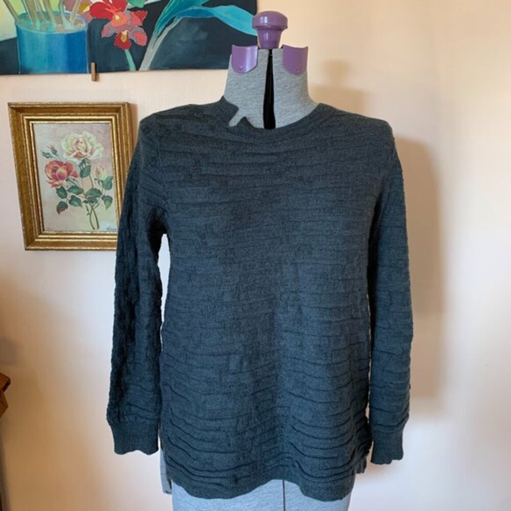 OSKA Gray Virgin Wool Textured Knit‎ Long Sleeve Pullover Sweater Size 2